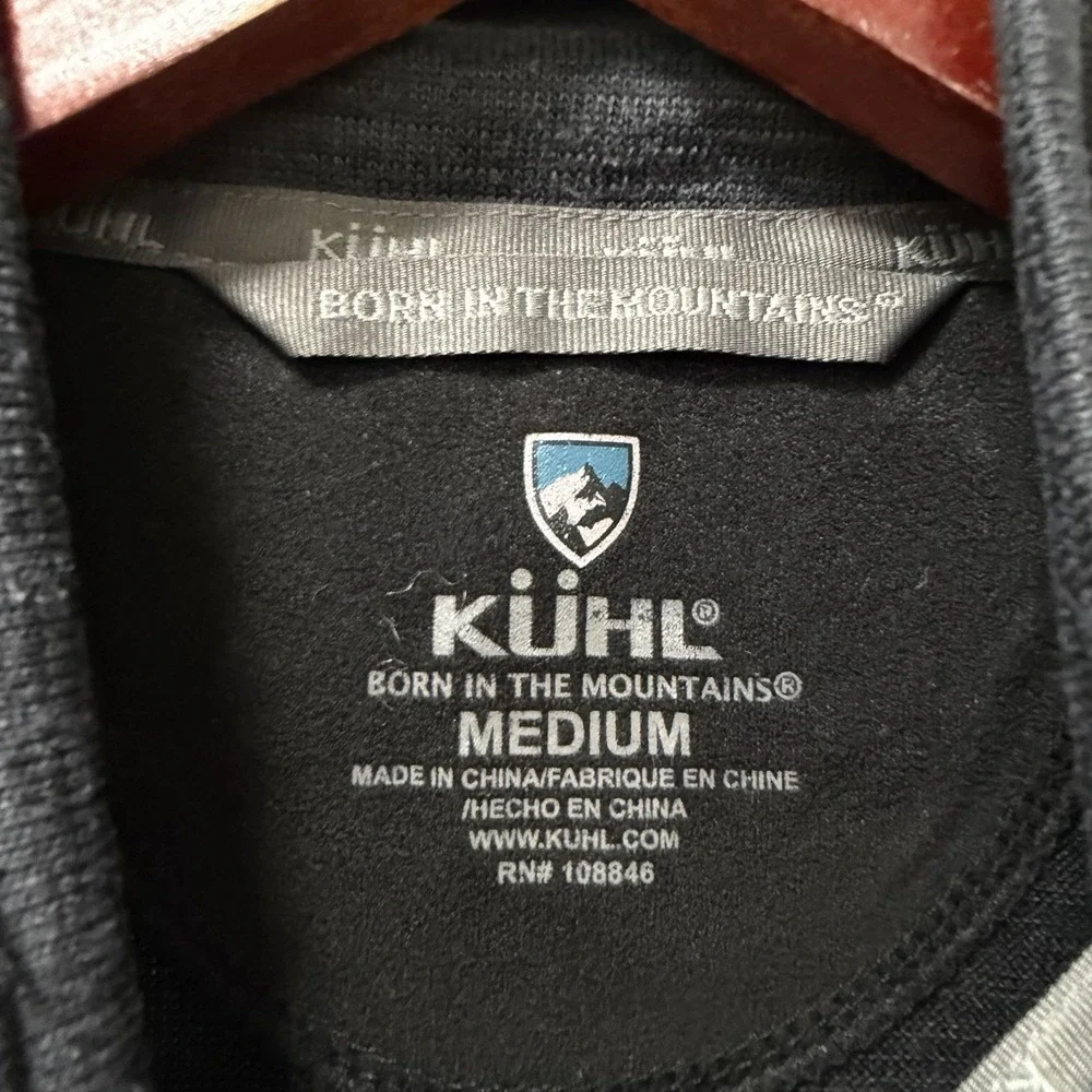 Kuhl Mens Ryzer‎ 1/4 Zip Pullover Base Layer Shirt Size M Black Gray Outdoors